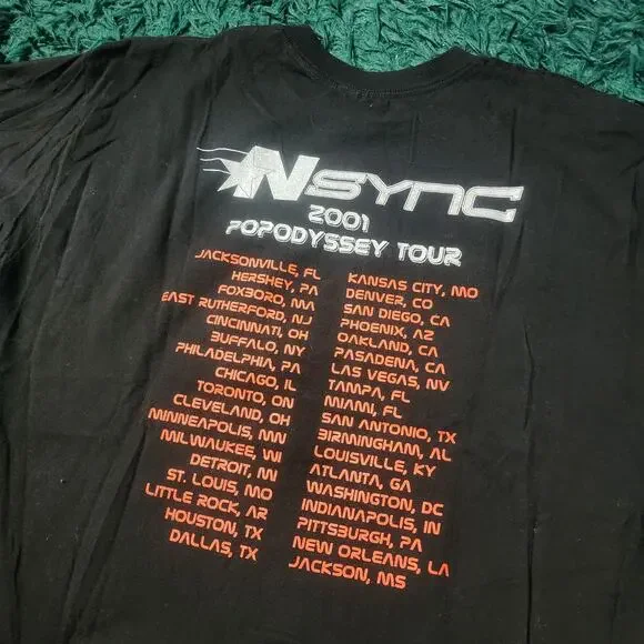Vintage 2001 *NSYNC PopOdyssey Tour Tee Black XL Boy Band Shirt 23x31 - Picture 7 of 8